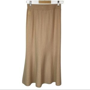 100% CASHMERE SKIRT TAGGED SIZE LARGE FITS SMALL TAN